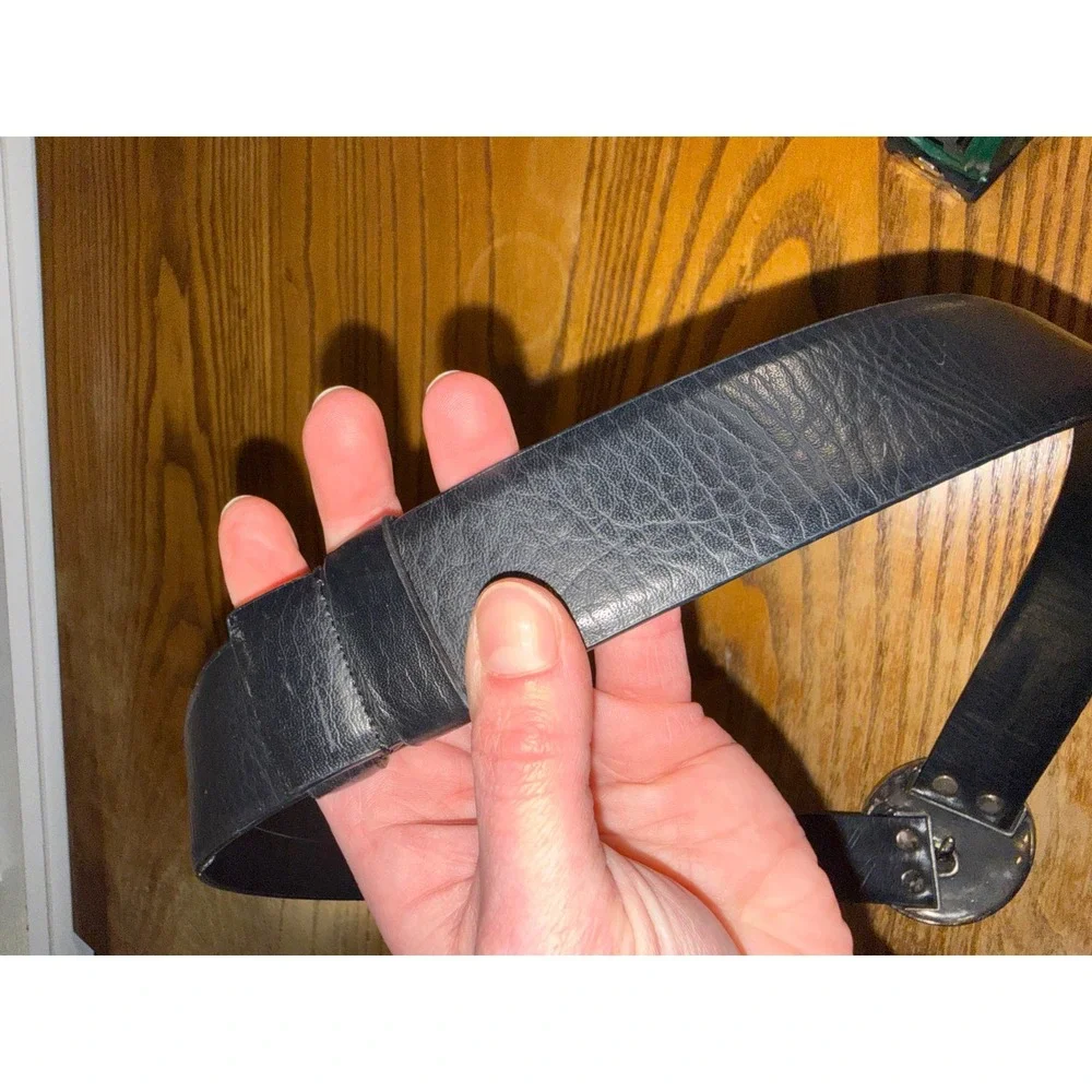 Chicos‎ Black Genuine Leather Belt with Ornate Gemstone Buckle Size SM